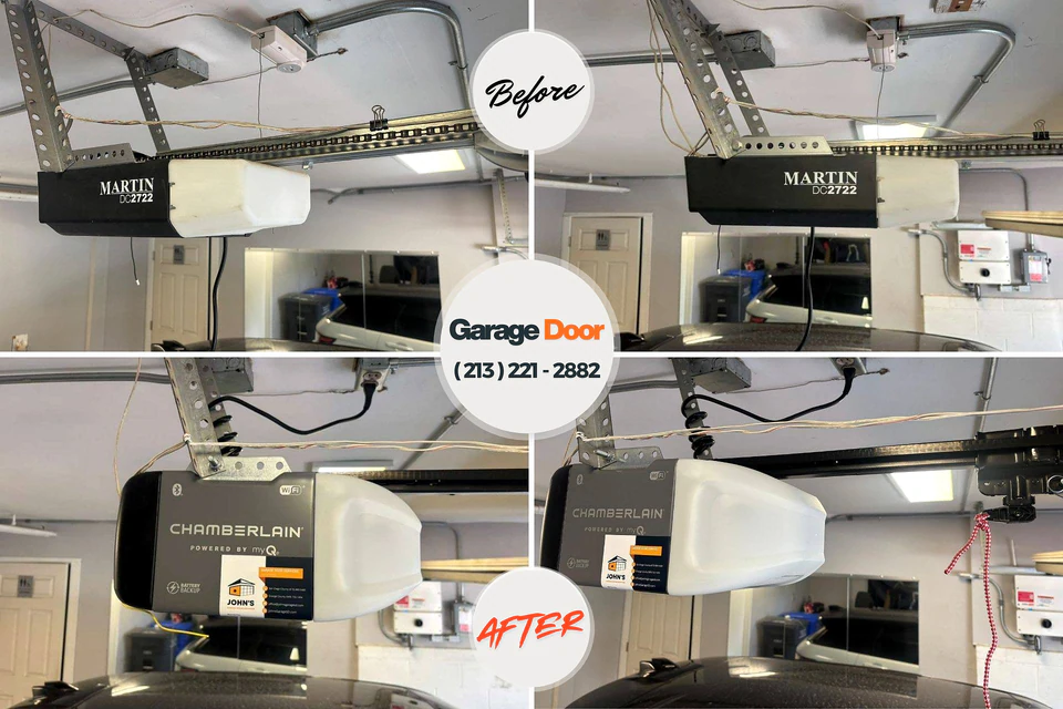 Before and after: garage door repair Byram Center, NJ